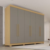 Guarda-Roupa Casal 100% MDF 6 Portas 274cm Multimóveis Madeirado/Cinza