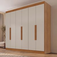Guarda-Roupa Casal com 6 Portas e 2 Gavetas 177cm Multimóveis Cinamomo/Off White