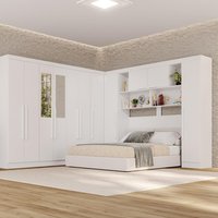 Guarda-Roupa Casal Modulado de Canto Com Espelho 11 Portas Multimóveis Branco