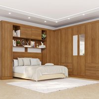 Guarda-Roupa Casal Modulado Canto com Espelho 11 Portas 4 Gavetas Multimóveis Cinamomo