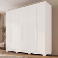 Guarda-Roupa Casal 100% MDF 6 Portas e 2 Gavetas 177cm Multimóveis Branco