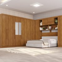 Guarda-Roupa Casal Modulado Canto com Espelho 13 Portas 4 Gavetas Multimóveis Madeirado