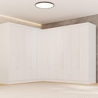 Guarda-Roupa Casal Modulado de Canto 11 Portas 4 Gavetas Multimóveis Branco