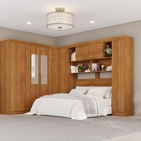 Guarda-Roupa Casal Modulado de Canto com Espelhos 9 Portas 2 Gavetas Multimóveis Cinamomo
