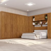 Guarda-Roupa Casal Modulado de Canto com 13 Portas Espaço para Cama Multimóveis Cinamomo