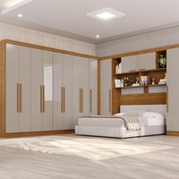 Guarda-Roupa Casal Modulado Canto com Espelho 13 Portas 4 Gavetas Multimóveis Cinamomo