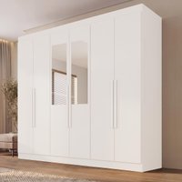 Guarda-Roupa Casal Espelhos 6 Portas e 2 Gavetas 177cm Multimóveis Branco