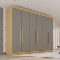 Guarda-Roupa Casal 100% MDF 6 Portas e 6 Gavetas 274cm Multimóveis Madeirado/Cinza
