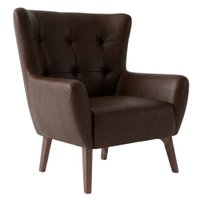 Poltrona Decorativa Malta Base Madeira Courino TCS 721 MOLL