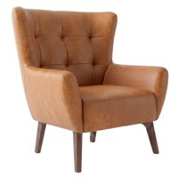 Poltrona Decorativa Malta Base Madeira Courino TCS 727 MOLL