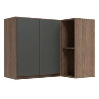 Armario Aereo De Canto 2 Portas 2 Nichos MDF 89X68 cm Kali 193641 Carvalho TOQ Chumbo Nicioli