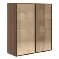 Armario Aereo 2 Portas Vidro MDF 80X90 cm Kali 1198462 Carvalho TOQ Nicioli