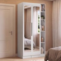 Guarda-Roupa Modulado 2 Portas com Espelhos 5 Nichos Branco Neo Madesa 01