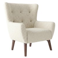Poltrona Decorativa Malta Base Madeira Boucle TCE 1010 MOLL