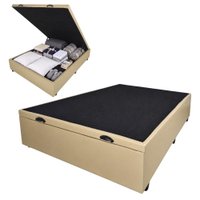 Cama Box com Baú Casal 1,38m Prince em Revestimento Sintético - Bege Caramelo