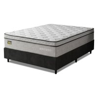 Cama Box Colchão Casal Ortopédico D33 138x188x72cm Minotauro Hellen Branco / Preto - Suporta até 120 kg por pessoa