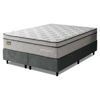 Cama Box Colchão Queen Ortopédico D33 158x198x72cm Minotauro Hellen Branco / Cinza - Suporta até 120 kg por pessoa