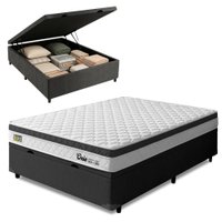 Cama Box Baú Casal Espuma Ortopédica Onix D33 138x188x61cm Hellen - Suporta até 120 kg por pessoa