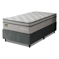 Cama Box Colchão Solteiro Ortopédico D33 88x188x72cm Minotauro Hellen Branco / Cinza - Suporta até 120 kg