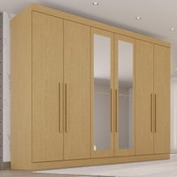 Guarda-Roupa Casal 100% MDF com Espelhos 6 Portas e 6 Gavetas 274cm Multimóveis Madeirado