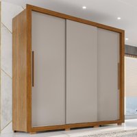 Guarda-Roupa Casal 3 Portas de Correr 185cm Multimóveis Cinamomo/Off White