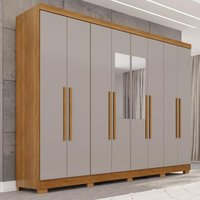 Guarda-Roupa Casal com Espelho 8 Portas 241cm Multimóveis Cinamomo/Off White