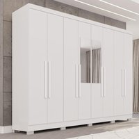 Guarda-Roupa Casal com Espelho de 8 Portas 241cm Multimóveis Branco