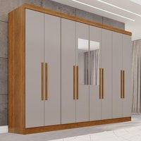 Guarda-Roupa Casal Espelho 8 Portas 241cm Multimóveis Cinamomo/Off White