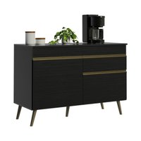 Balcão de Cozinha com Tampo 2 Portas e 1 Gaveta 120cm Retrô Florença Multimóveis MP2423 Preto