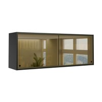 Armário de Cozinha Aéreo com 2 Portas de Vidro 120cm Florença Multimóveis MP2425 Preto