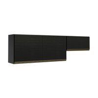 Kit 2 Armários de Cozinha Aéreos 190cm 3 Portas Florença Multimóveis MP2440 Preto