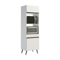 Paneleiro Armário Cozinha para Forno e Micro-Ondas 2 Portas 62cm Retrô Florença Multimóveis MP2426 Branco