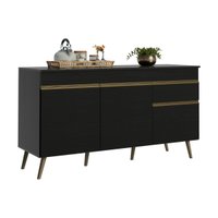 Balcão de Cozinha Gabinete Pia 150cm 3 Portas 1 Gaveta Retrô Florença Multimóveis MP2437 Preto