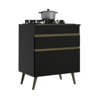 Balcão de Cozinha para Cooktop 1 Porta 1 Gaveta 70cm Retrô Florença Multimóveis MP2429 Preto