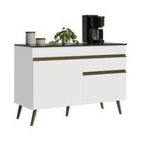 Balcão de Cozinha com Tampo 2 Portas e 1 Gaveta 120cm Retrô Florença Multimóveis MP2423 Branco