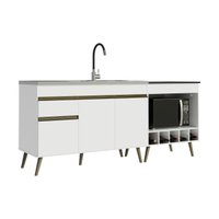 Kit Balcão de Cozinha para Pia e Balcão para Cooktop/Forno 190cm Florença Multimóveis MP2439 Branco