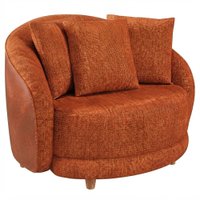 Poltrona Decorativa Maya Pes Madeira Linho Color Trend E Courino TCA 303 TCS 727 MOLL