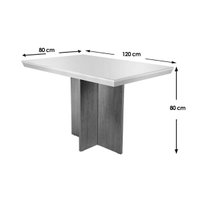 Mesa de Sala Jantar Berlim c/Tampo Madeirado Vidro Canto Reto 120x80cm Off White/Imbuia-Flex-Vidro Off White - Rufato