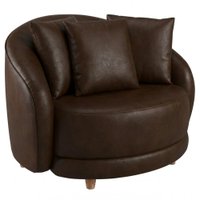 Poltrona Decorativa Maya Pes Madeira Courino TCS 721 MOLL