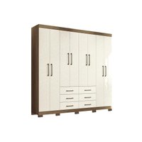 Guarda Roupa Casal 8 Portas e 6 Gavetas c/ Pés Liverpool jatoba/Areia - Santos Andirá