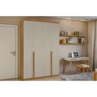 Guarda Roupa Solteiro 4 Portas e 2 Gavetas Alonzo Plus Amendoa/Off White - Lopas