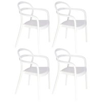 Conjunto 4 Cadeiras Branca Plástica com Braços Tramontina Sissi Summa Cozinha Área Gourmet