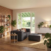 Sofá Modular 2 Lugares com Apoio de Pés Kappesberg Boucle Titanio