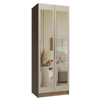 Guarda-Roupa Modulado 2 Portas com Espelho 4 Gavetas 4 Prateleiras Rustic/Crema Neo Madesa