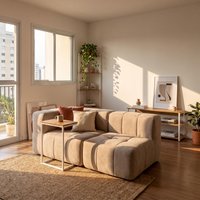 Sofá Modular 2 Lugares com Canto Kappesberg Boucle Capuccino
