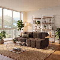Sofá Modular 2 Lugares Kappesberg Boucle Marrom