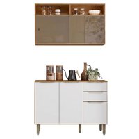 Armário de Cozinha Compacta 5 Portas 2 Gavetas 100% MDF Reflecta Clara