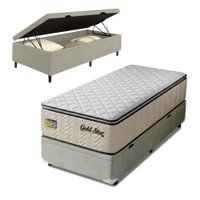 Cama Box Baú Colchão Solteiro Molas Ensacadas Gold Star 88x188x79cm Hellen - Suporta até 120 kg