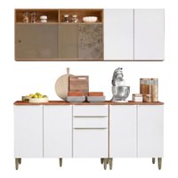 Armário de Cozinha Completa de 8 Portas 2 Gavetas 100% MDF Reflecta Clara