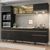 Armário Cozinha Modulada Completa 252cm Florença Multimóveis MP2460 Preto